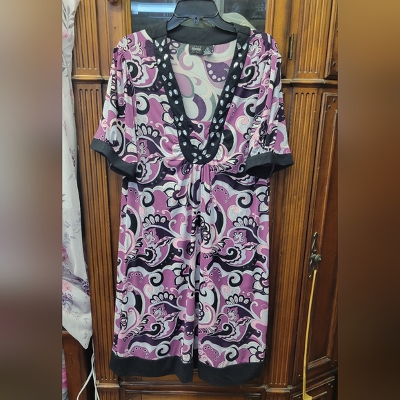 Freestyle Black Purple 1X Dress - Picture 1 of 6